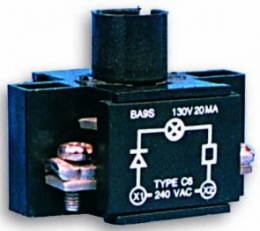 Держатель ламп HC22N1, резистор, диод, 1НО, для BA9S, для корп.                                                                                                                                                                                           