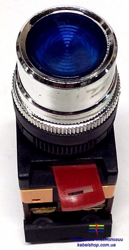 Кнопка ABLF-22 синий d22мм неон/240В1з+1р ИЭК