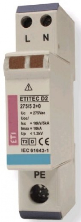 Ограничитель перенапряжения ETITEC D2 275/5 2+0, 1p                                                                                                                                                                                                       