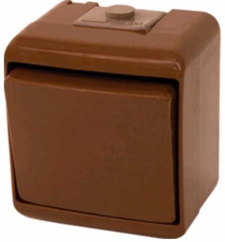 Выключатель 1-клавишный (коричневый) (IP44) VHE-1-KR                                                                                                                                                                                                      