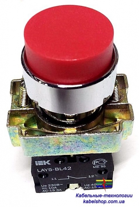 Кнопка управления LAY5-BL42 без подсветки красная 1р ИЭК