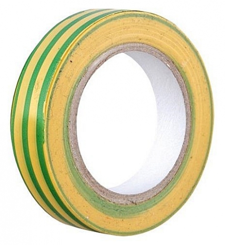 Изолента 0,13х15 мм желто-зеленая 10 метров ИЭК                                                                                                                                                                                                           
