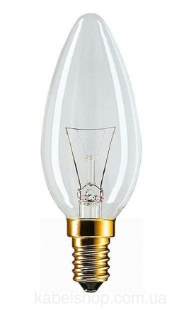 Лампа ЛОН 60Вт  Е14 СВЕЧА прозрач.B35 (PHILIPS)