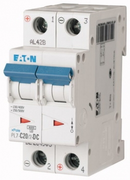 Автоматический выключатель постоянного тока 2-полюс. PL7-C20/2-DC Moeller-EATON ((CC))(264903-)2/20