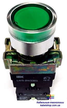 Кнопка управления LAY5-BW3361 с подсветкой зеленый 1з ИЭК