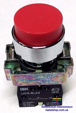 Кнопка управления LAY5-BL41 без подсветки красная 1з ИЭК