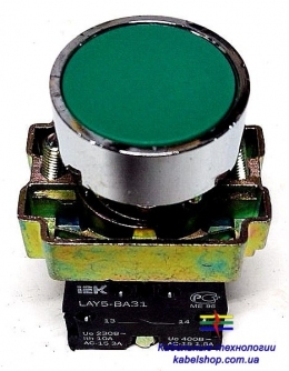 Кнопка управления LAY5-BA31 без подсветки зеленая 1з ИЭК