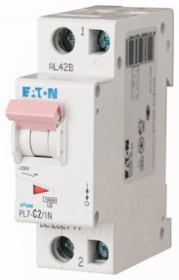 Автоматический выключатель 1+N-полюс. PL7-C2/1N Moeller-EATON ((CC))(262744-)2/2