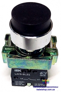 Кнопка управления LAY5-BL21 без подсветки черная 1з ИЭК