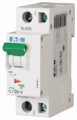 Автоматический выключатель 1+N-полюс. PL7-C6/1N Moeller-EATON ((CC))(262746-)2/6