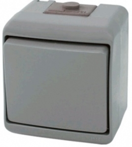 Выключатель 2-клавишный с подсветкой (серый) (IP44) VHE-2L-SR                                                                                                                                                                                             