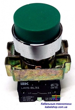 Кнопка управления LAY5-BL31 без подсветки зеленая 1з ИЭК