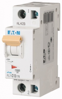 Автоматический выключатель 1+N-полюс. PL7-C13/1N Moeller-EATON ((CC))(262748-)2/13