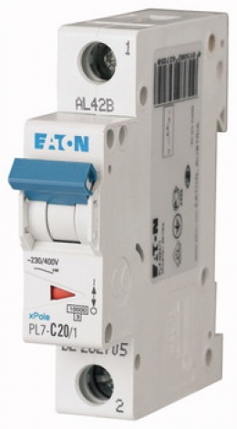 Автоматический выключатель 1-полюс. PL7-C20/1 Moeller-EATON ((CC))(262705-)1/20
