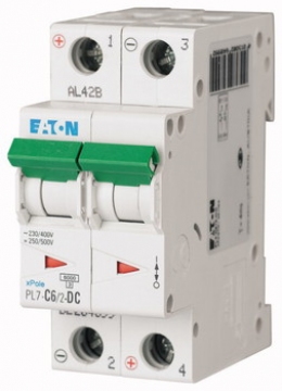 Автоматический выключатель постоянного тока 2-полюс. PL7-C6/2-DC Moeller-EATON ((CC))(264899-)2/6