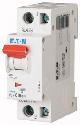 Автоматический выключатель 1+N-полюс. PL7-C10/1N Moeller-EATON ((CC))(262747-)2/10