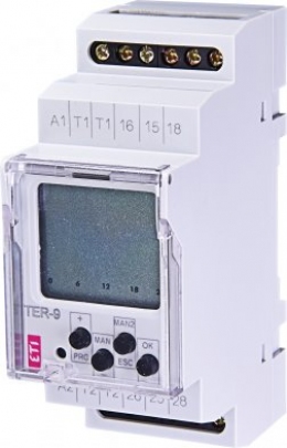 Многофункциональный цифровой термостат+цифровой таймер TER-9 24V AC/DC (2x16A_AC1)                                                                                                                                                                        